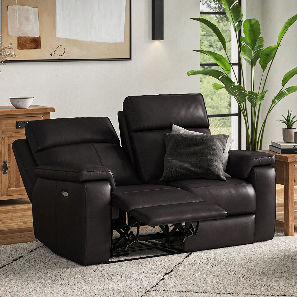 Selby 2 Seater Power Recliner Sofa in Virgo Black Leather 3