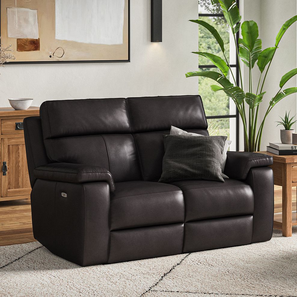 Selby 2 Seater Power Recliner Sofa in Virgo Black Leather 2