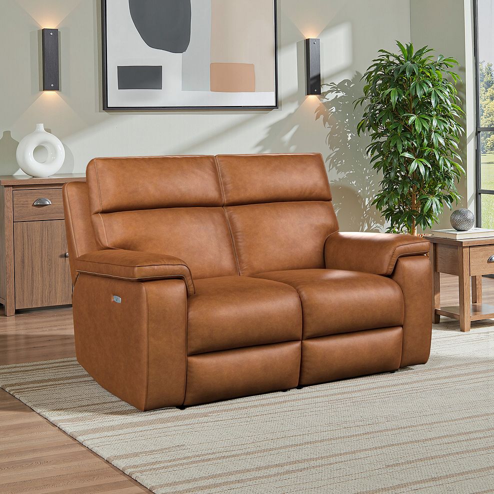 Selby 2 Seater Power Recliner Sofa in Virgo Cognac Leather 1