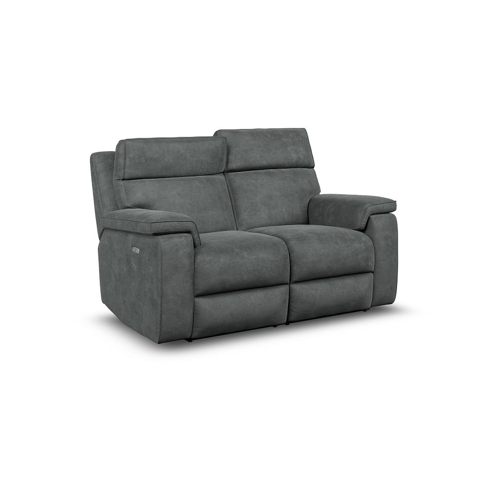 Selby 2 Seater Power Recliner Sofa with Power Headrest in Miller Grey Fabric 2