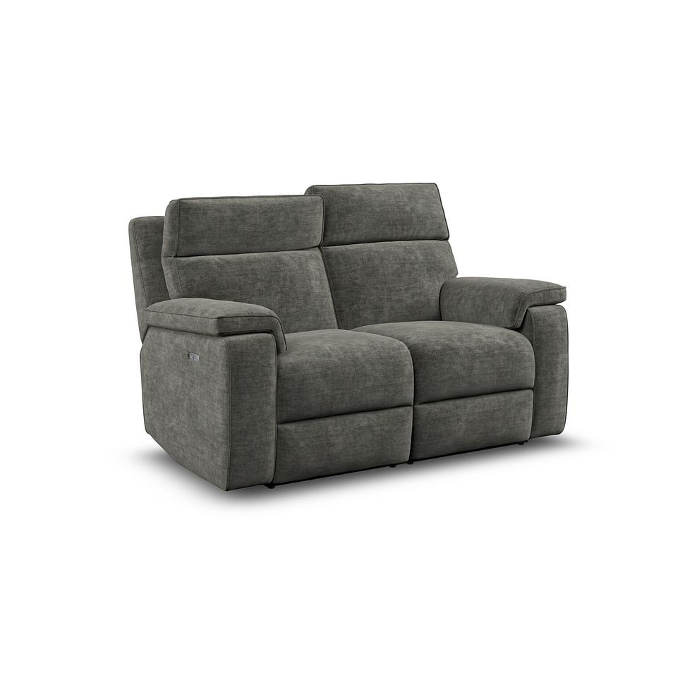 Selby 2 Seater Power Recliner Sofa with Power Headrest in Plush Charcoal Fabric 2