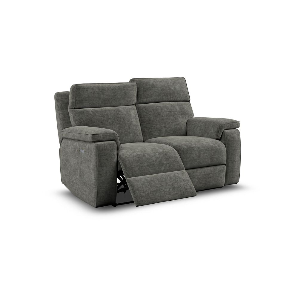 Selby 2 Seater Power Recliner Sofa with Power Headrest in Plush Charcoal Fabric 3