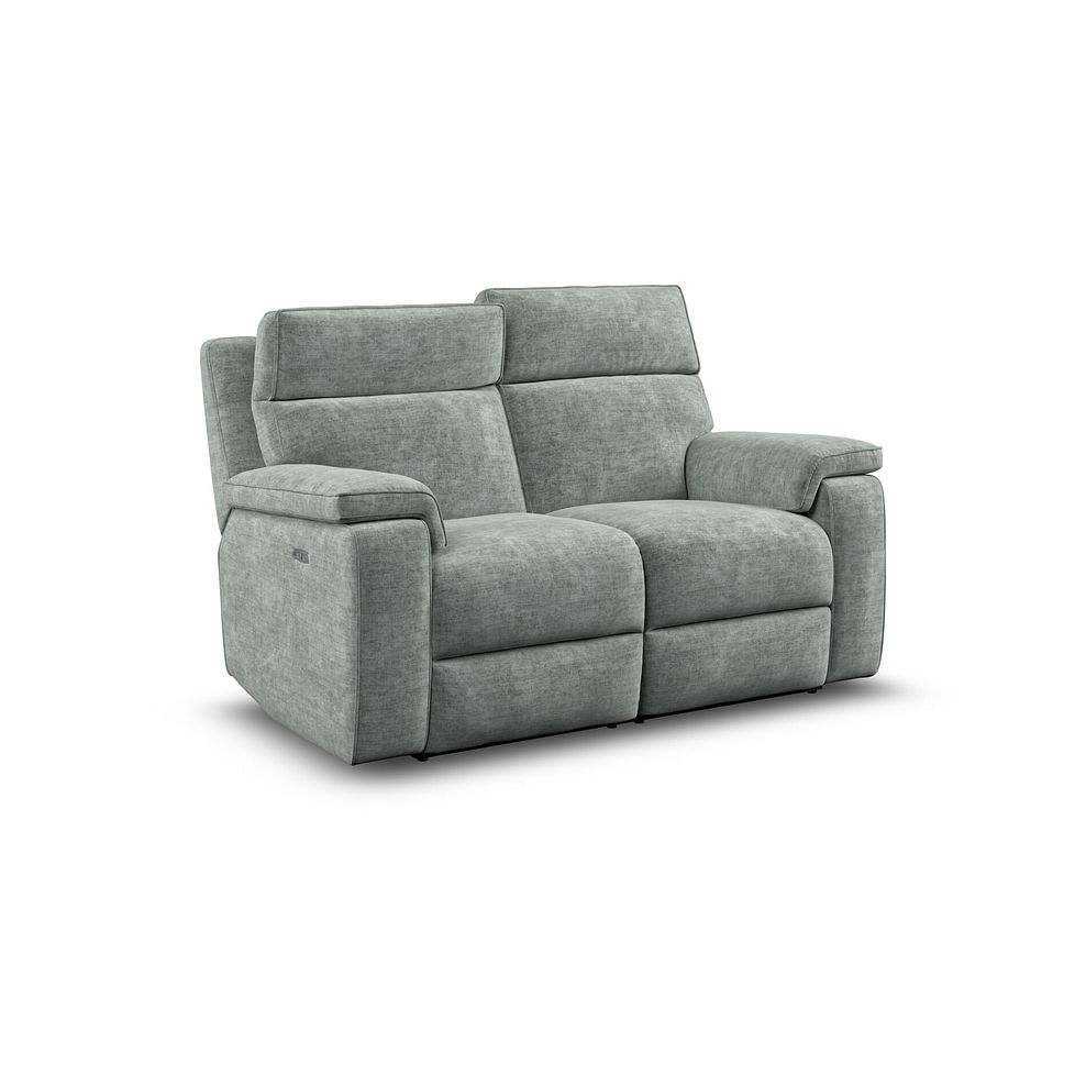 Selby 2 Seater Power Recliner Sofa with Power Headrest in Plush Silver Fabric 2