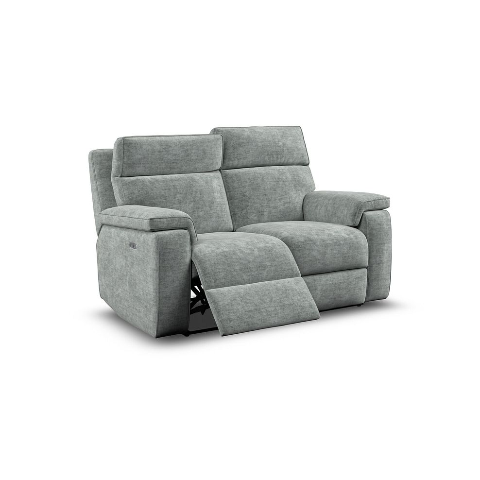 Selby 2 Seater Power Recliner Sofa with Power Headrest in Plush Silver Fabric 3