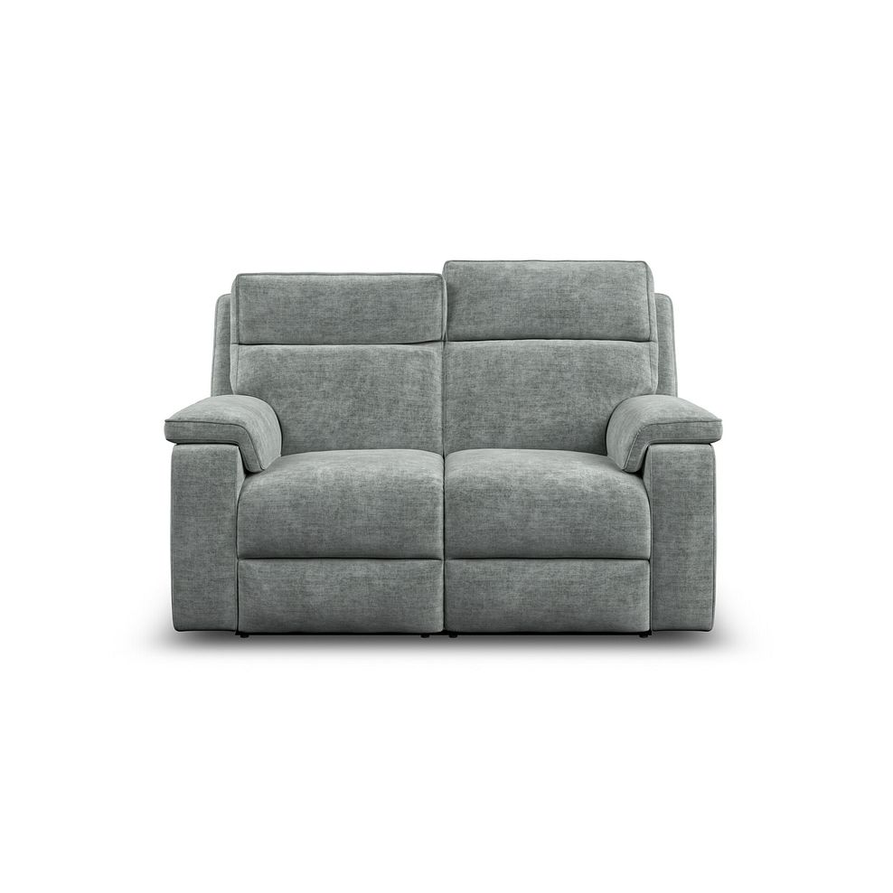 Selby 2 Seater Power Recliner Sofa with Power Headrest in Plush Silver Fabric 6