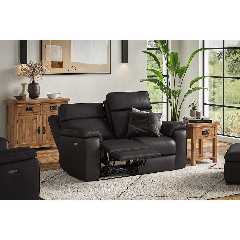 Selby 2 Seater Power Recliner Sofa with Power Headrest in Virgo Black Leather 2