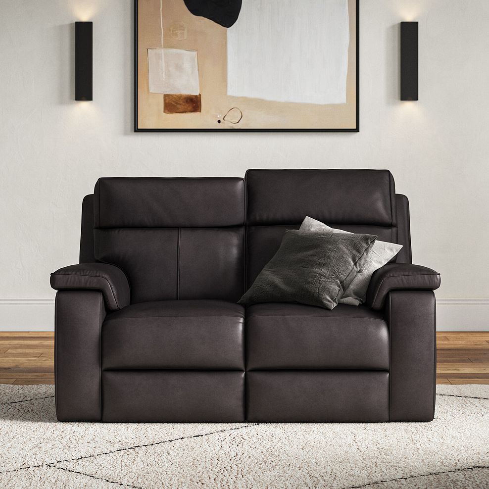 Selby 2 Seater Power Recliner Sofa with Power Headrest in Virgo Black Leather 5
