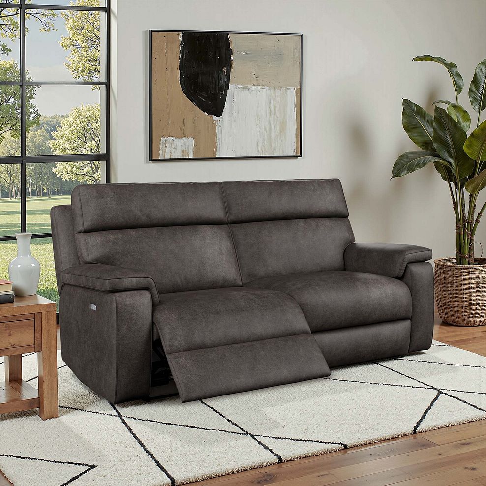 Selby 3 Seater Power Recliner Sofa in Pilgrim Pewter Fabric 1