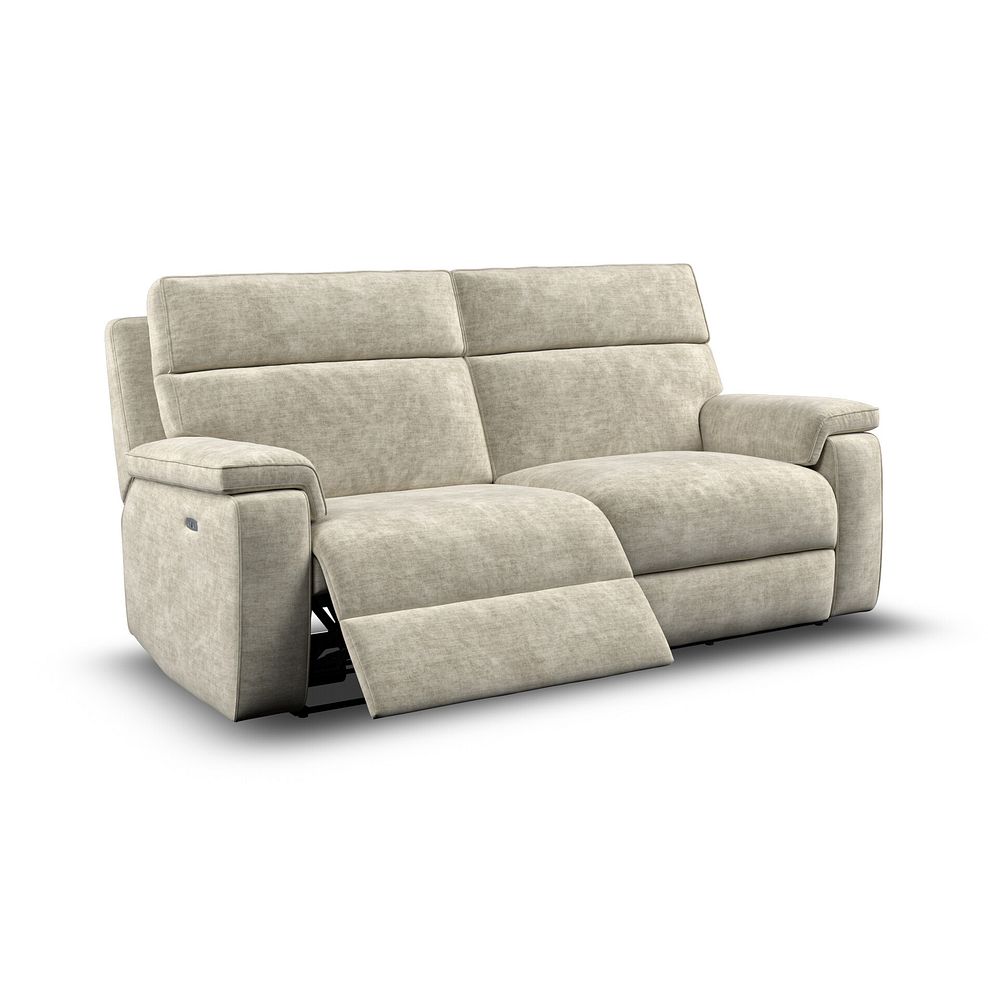 Selby 3 Seater Power Recliner Sofa in Plush Beige Fabric 4