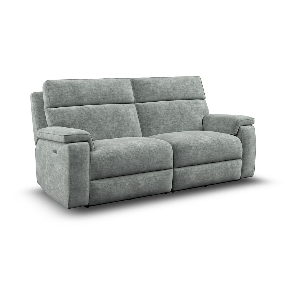 Selby 3 Seater Power Recliner Sofa in Plush Silver Fabric 1