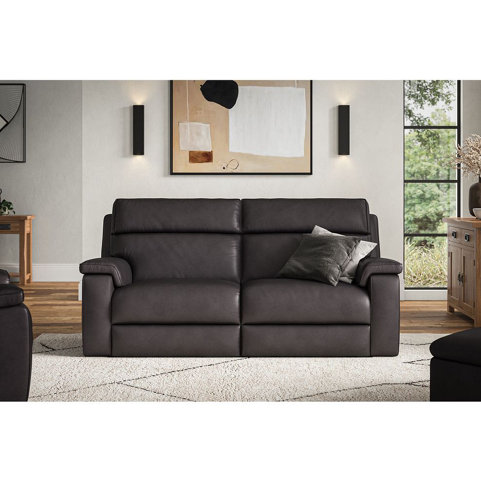 Selby 3 Seater Power Recliner Sofa in Virgo Black Leather 1