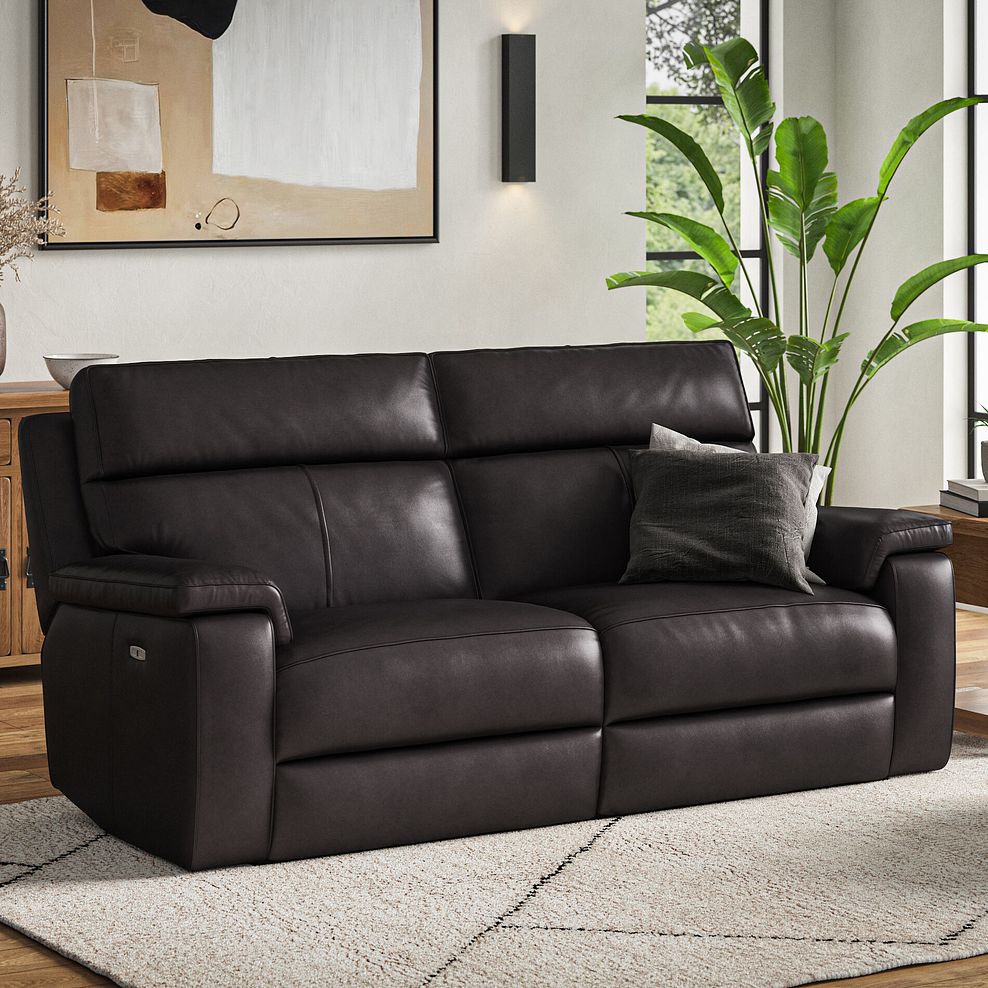 Selby 3 Seater Power Recliner Sofa in Virgo Black Leather 1