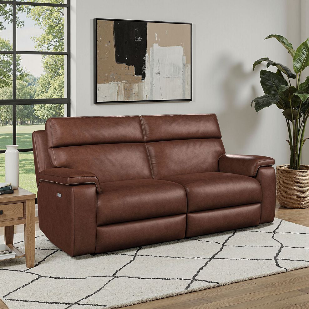 Selby 3 Seater Power Recliner Sofa in Virgo Chestnut Leather 1