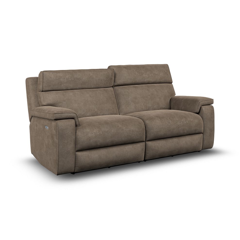 Selby 3 Seater Power Recliner Sofa with Power Headrest in Miller Earth Brown Fabric 2