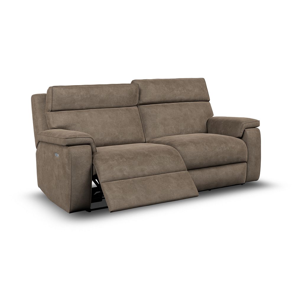 Selby 3 Seater Power Recliner Sofa with Power Headrest in Miller Earth Brown Fabric 3