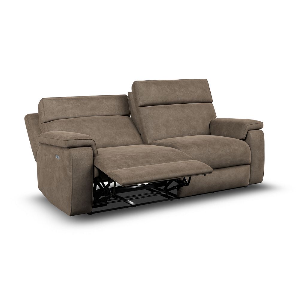 Selby 3 Seater Power Recliner Sofa with Power Headrest in Miller Earth Brown Fabric 4