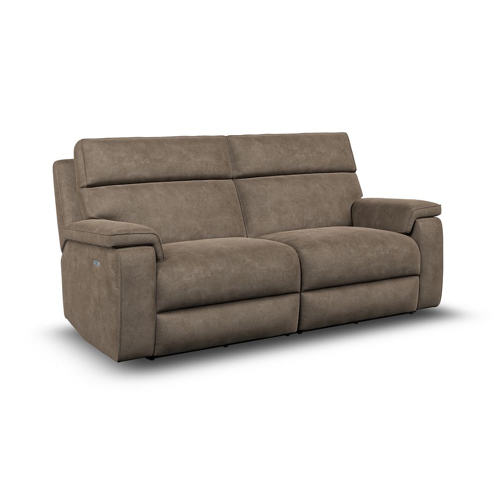 Selby 3 Seater Power Recliner Sofa with Power Headrest in Miller Earth Brown Fabric 1