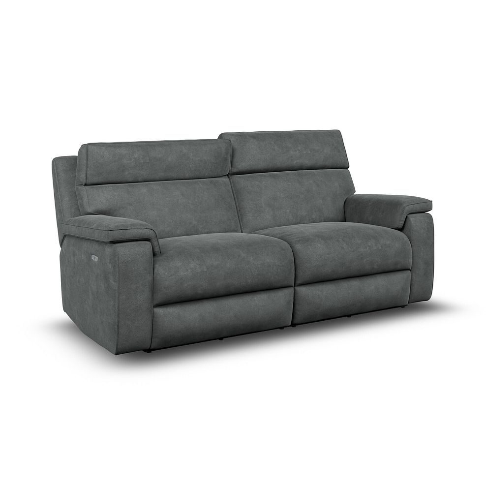 Selby 3 Seater Power Recliner Sofa with Power Headrest in Miller Grey Fabric 2