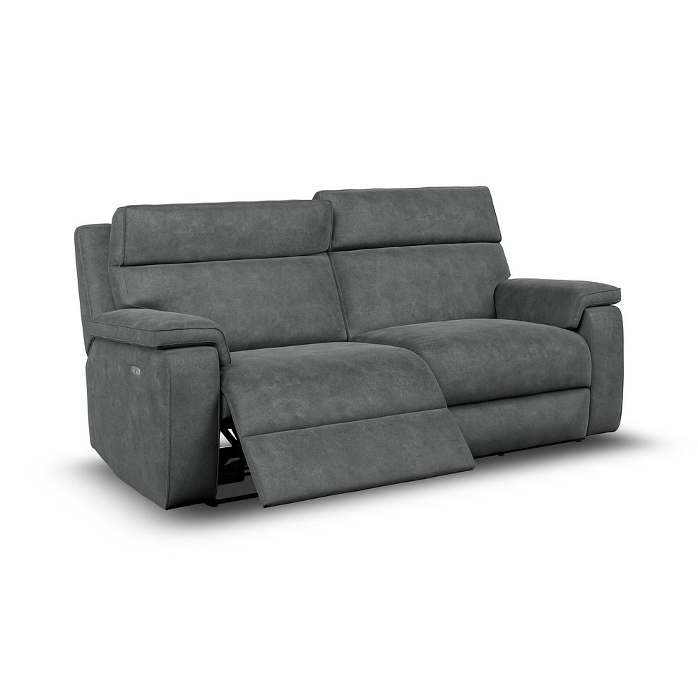 Selby 3 Seater Power Recliner Sofa with Power Headrest in Miller Grey Fabric 3