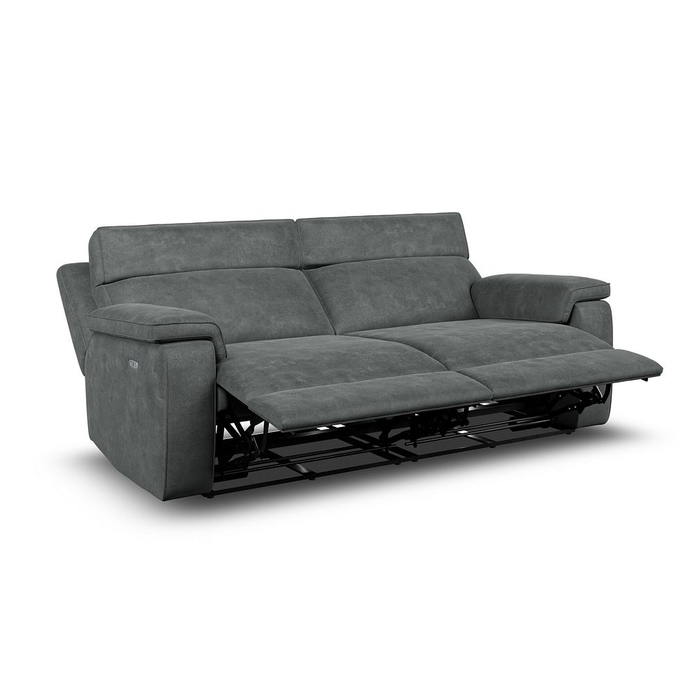 Selby 3 Seater Power Recliner Sofa with Power Headrest in Miller Grey Fabric 5