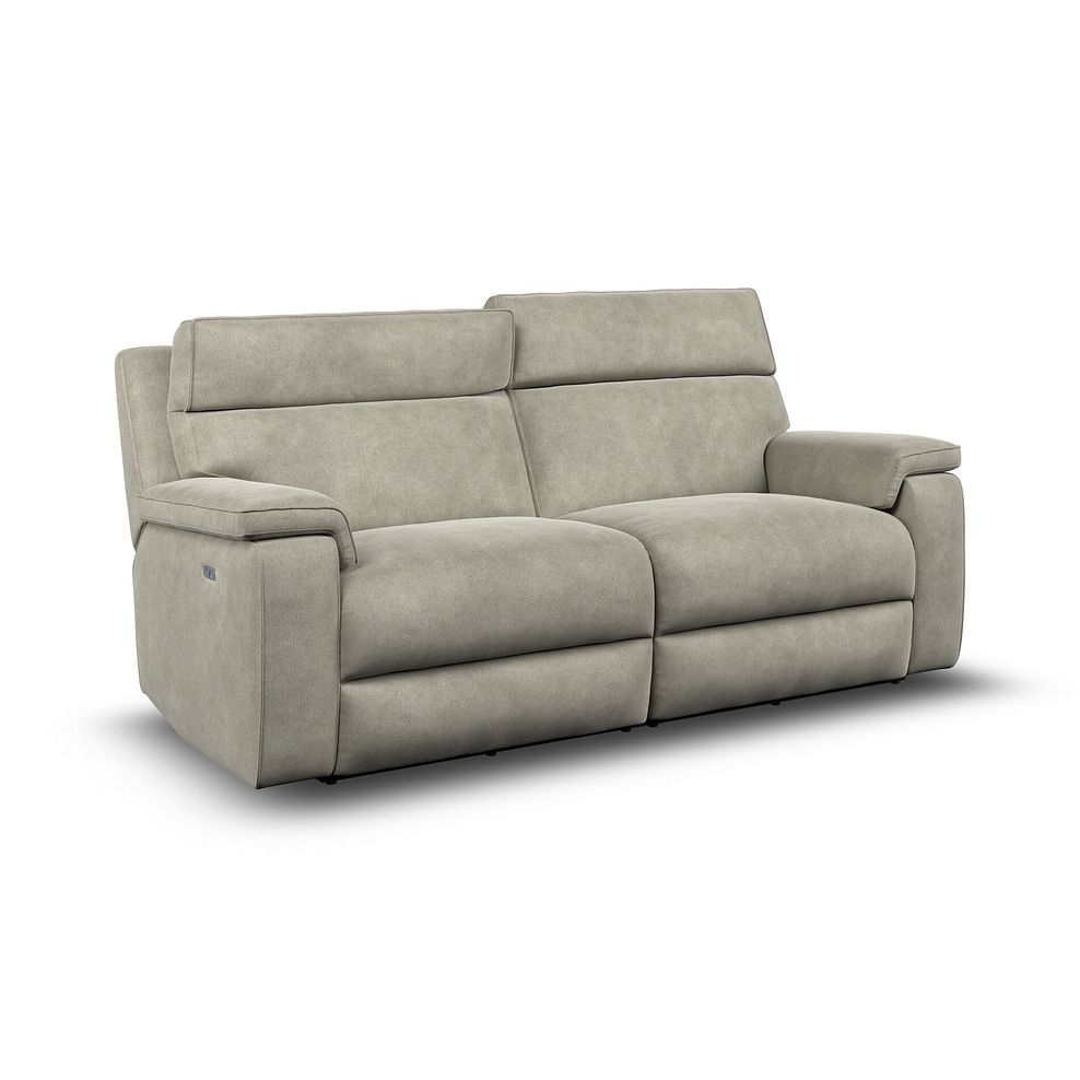 Selby 3 Seater Power Recliner Sofa with Power Headrest in Miller Taupe Fabric 2