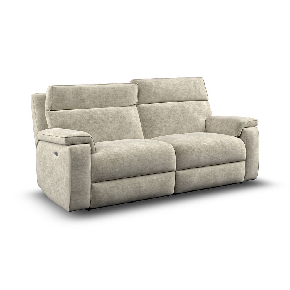 Selby 3 Seater Power Recliner Sofa with Power Headrest in Plush Beige Fabric 5