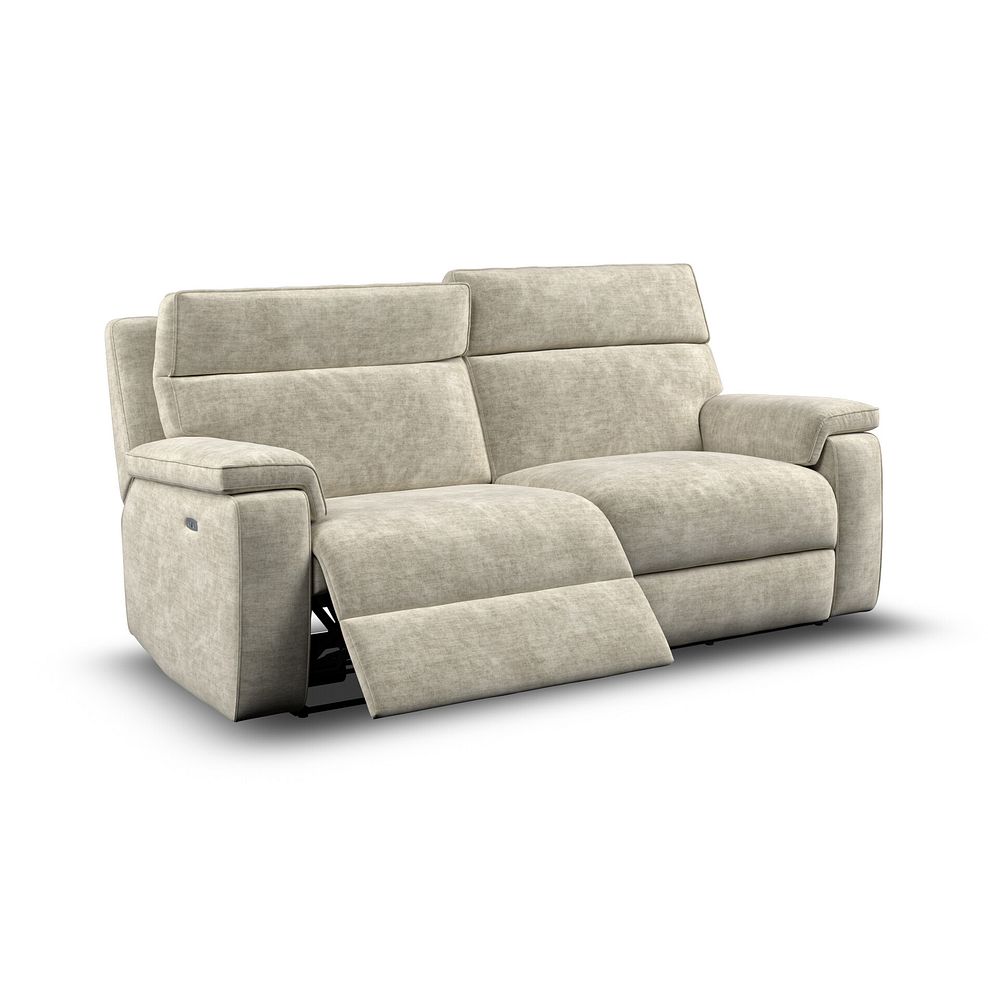 Selby 3 Seater Power Recliner Sofa with Power Headrest in Plush Beige Fabric 6