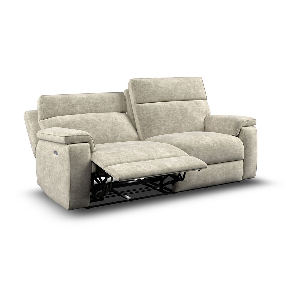 Selby 3 Seater Power Recliner Sofa with Power Headrest in Plush Beige Fabric 7