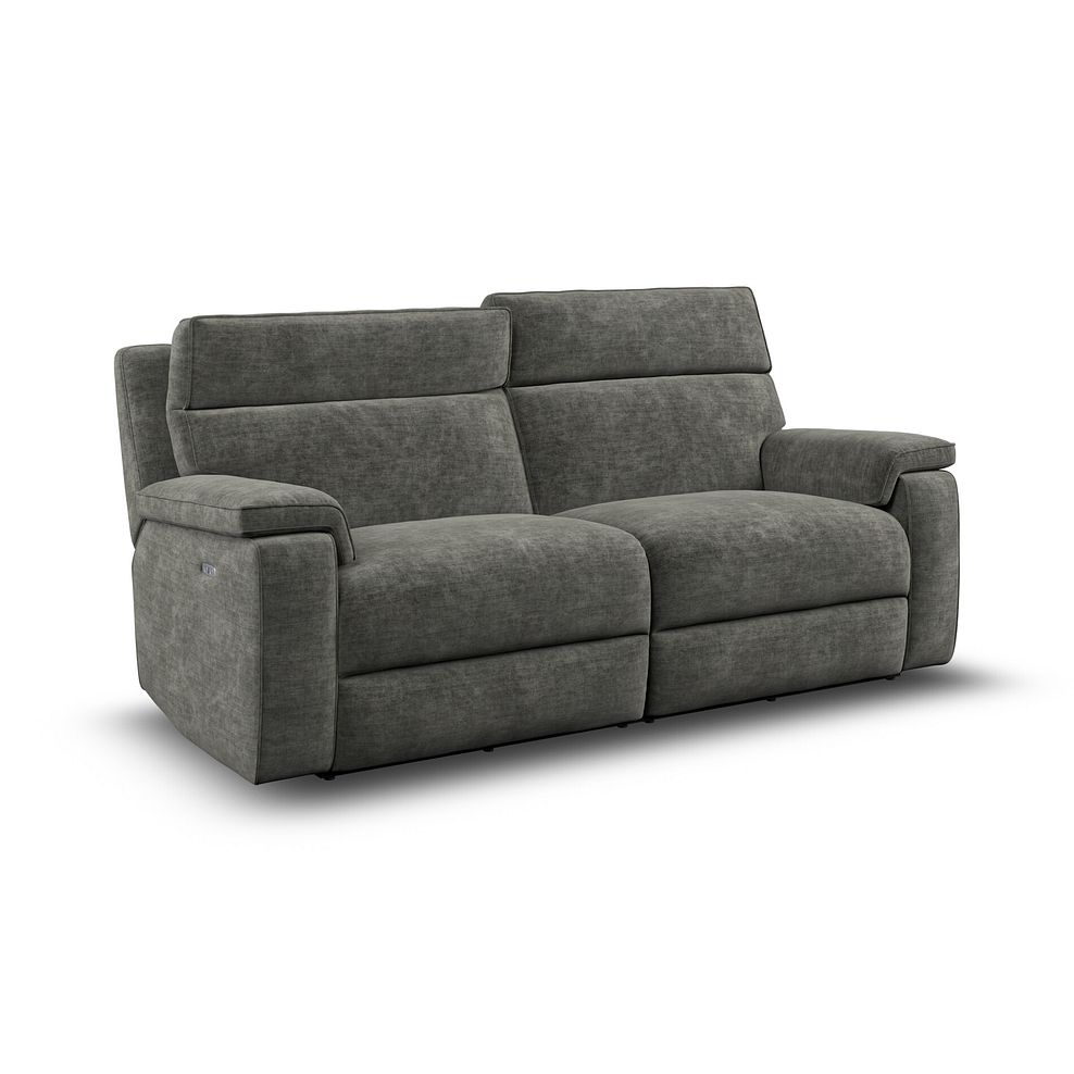 Selby 3 Seater Power Recliner Sofa with Power Headrest in Plush Charcoal Fabric 2