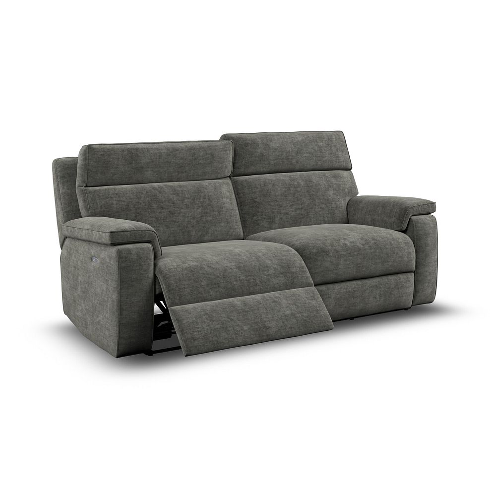 Selby 3 Seater Power Recliner Sofa with Power Headrest in Plush Charcoal Fabric 3