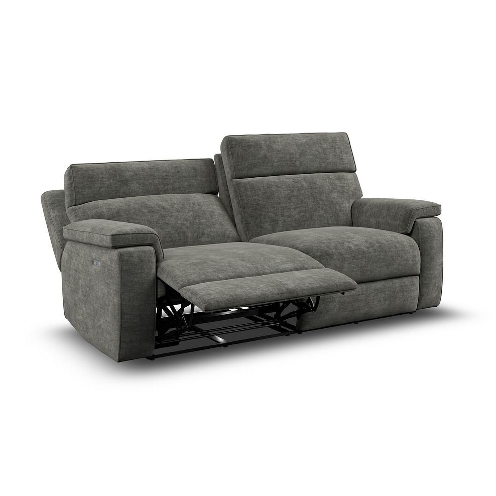 Selby 3 Seater Power Recliner Sofa with Power Headrest in Plush Charcoal Fabric 4