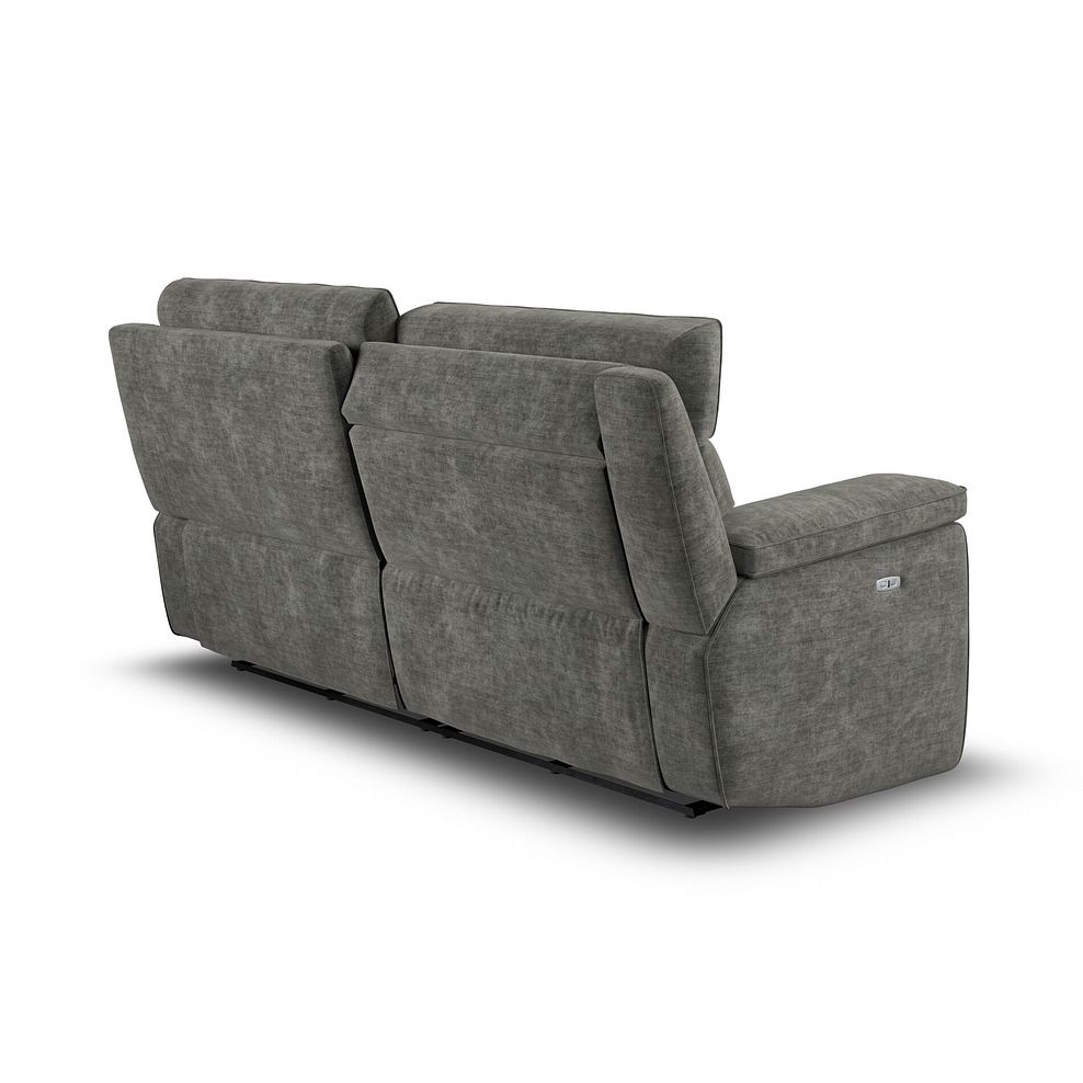 Selby 3 Seater Power Recliner Sofa with Power Headrest in Plush Charcoal Fabric 7