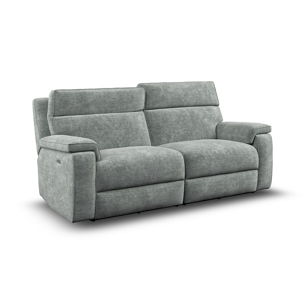 Selby 3 Seater Power Recliner Sofa with Power Headrest in Plush Silver Fabric 2