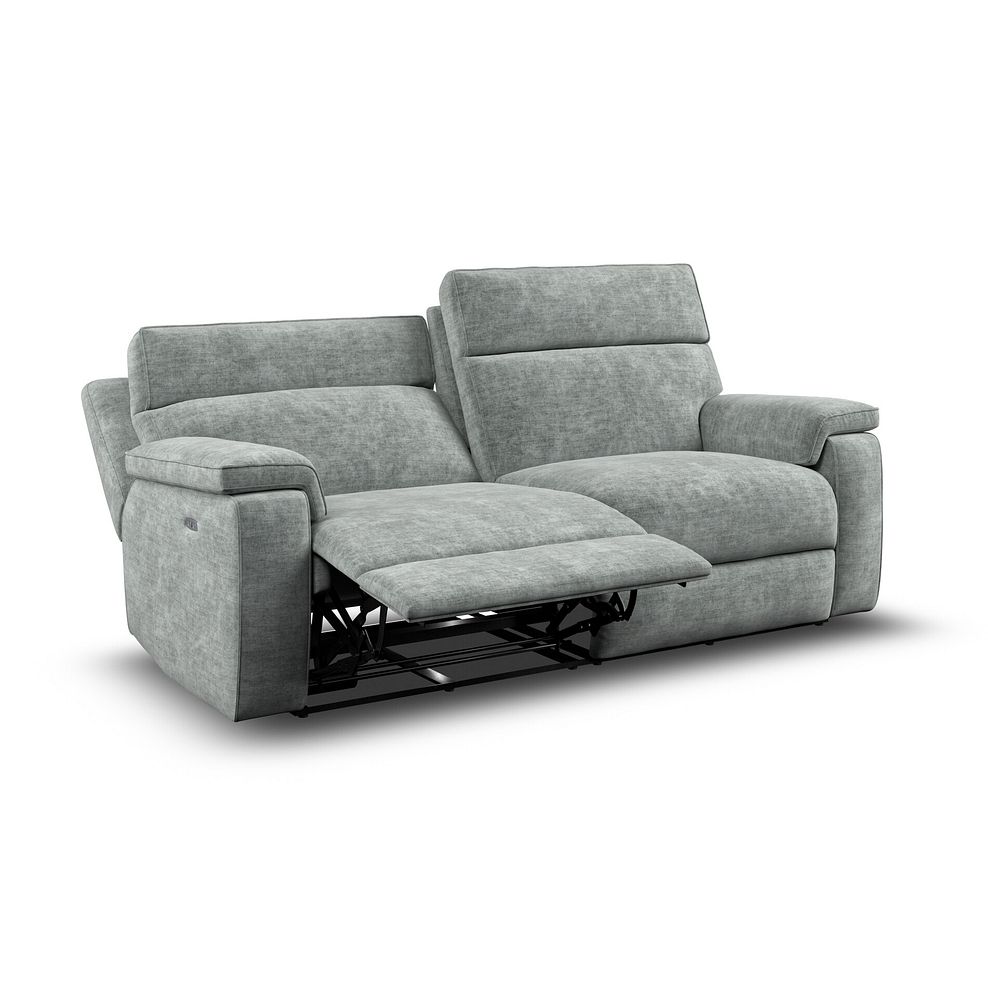 Selby 3 Seater Power Recliner Sofa with Power Headrest in Plush Silver Fabric 4