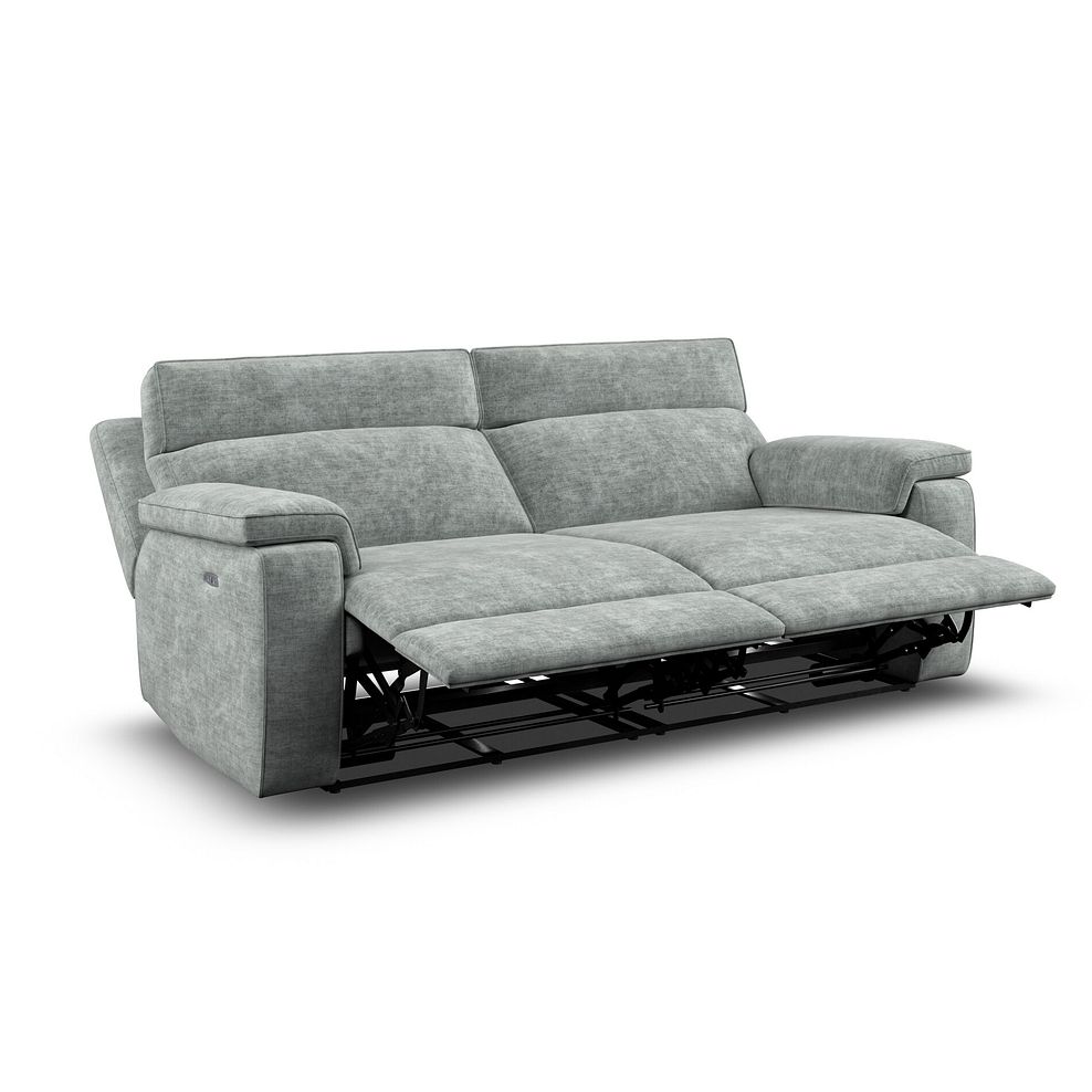 Selby 3 Seater Power Recliner Sofa with Power Headrest in Plush Silver Fabric 5