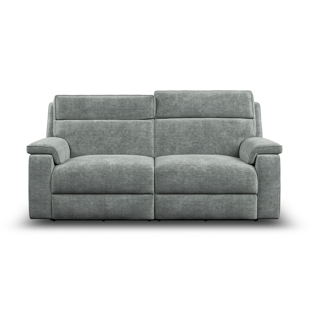 Selby 3 Seater Power Recliner Sofa with Power Headrest in Plush Silver Fabric 6