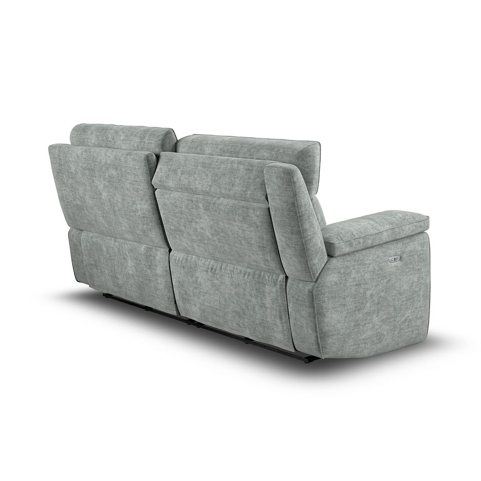 Selby 3 Seater Power Recliner Sofa with Power Headrest in Plush Silver Fabric 7