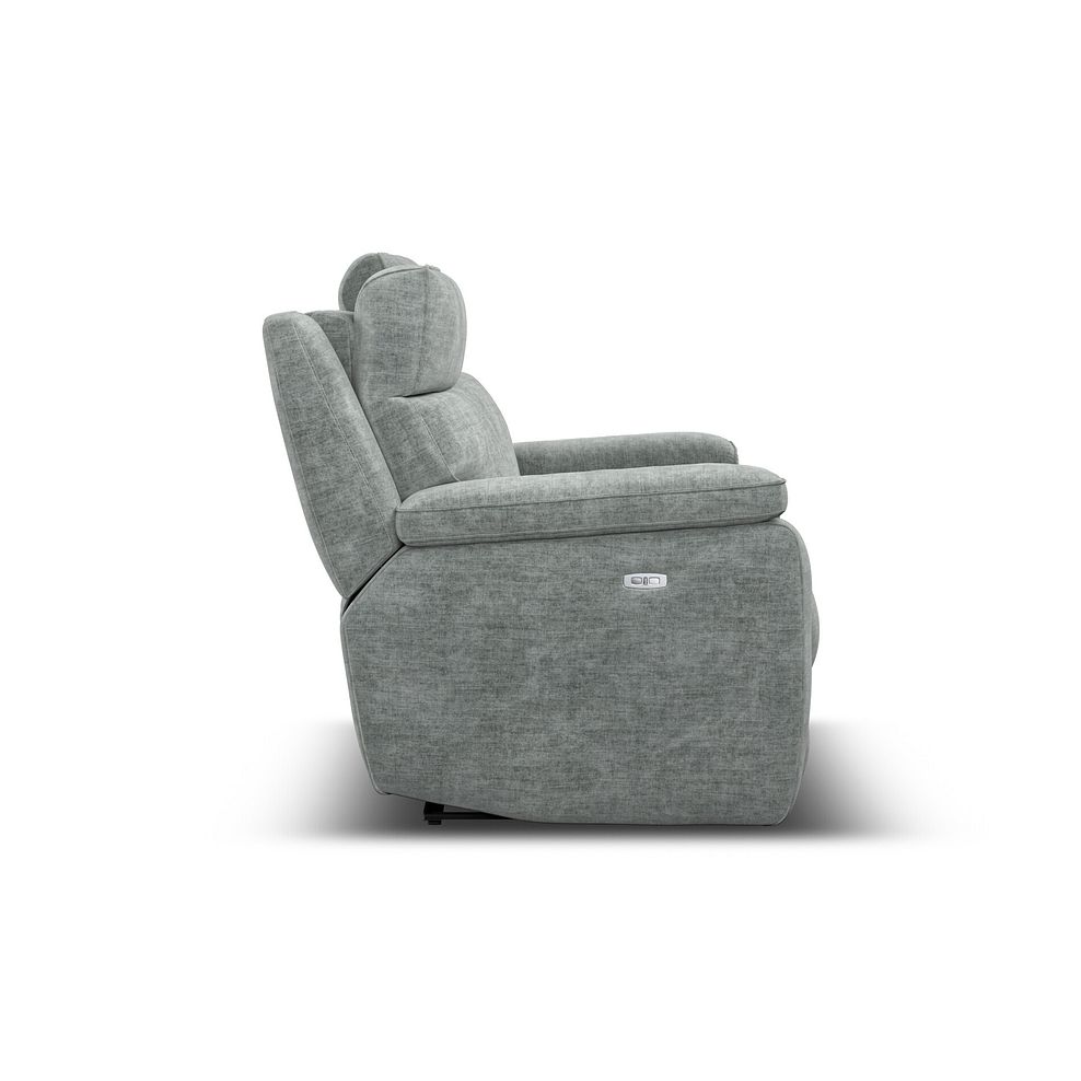 Selby 3 Seater Power Recliner Sofa with Power Headrest in Plush Silver Fabric 8