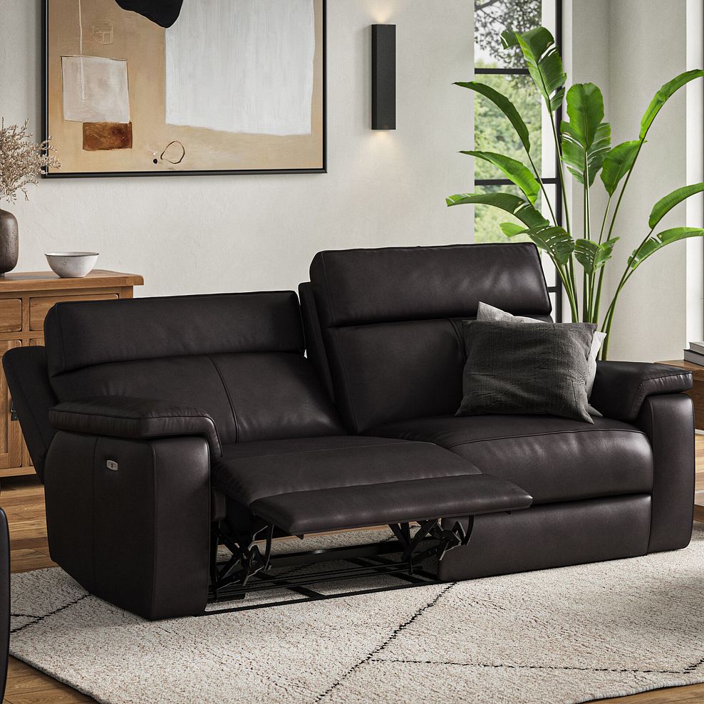 Selby 3 Seater Power Recliner Sofa with Power Headrest in Virgo Black Leather 4