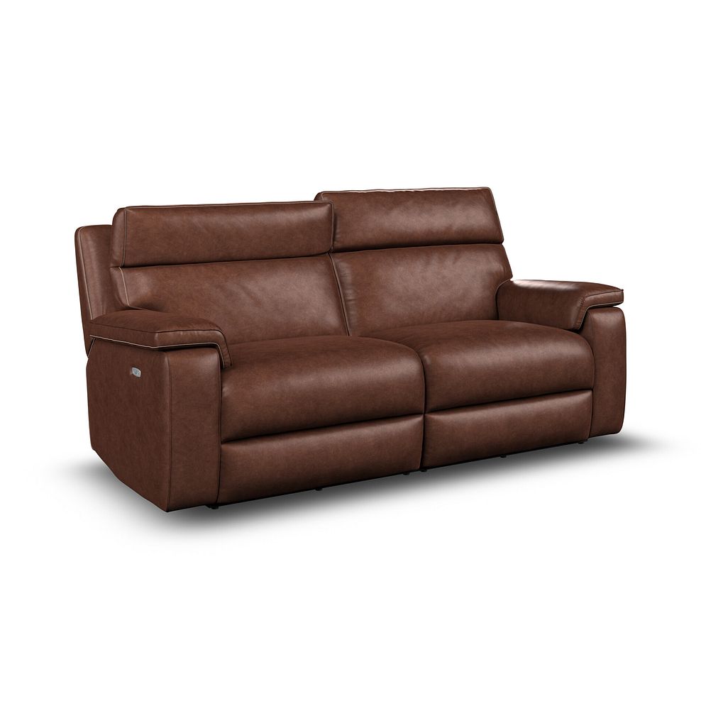 Selby 3 Seater Power Recliner Sofa with Power Headrest in Virgo Chestnut Leather 2