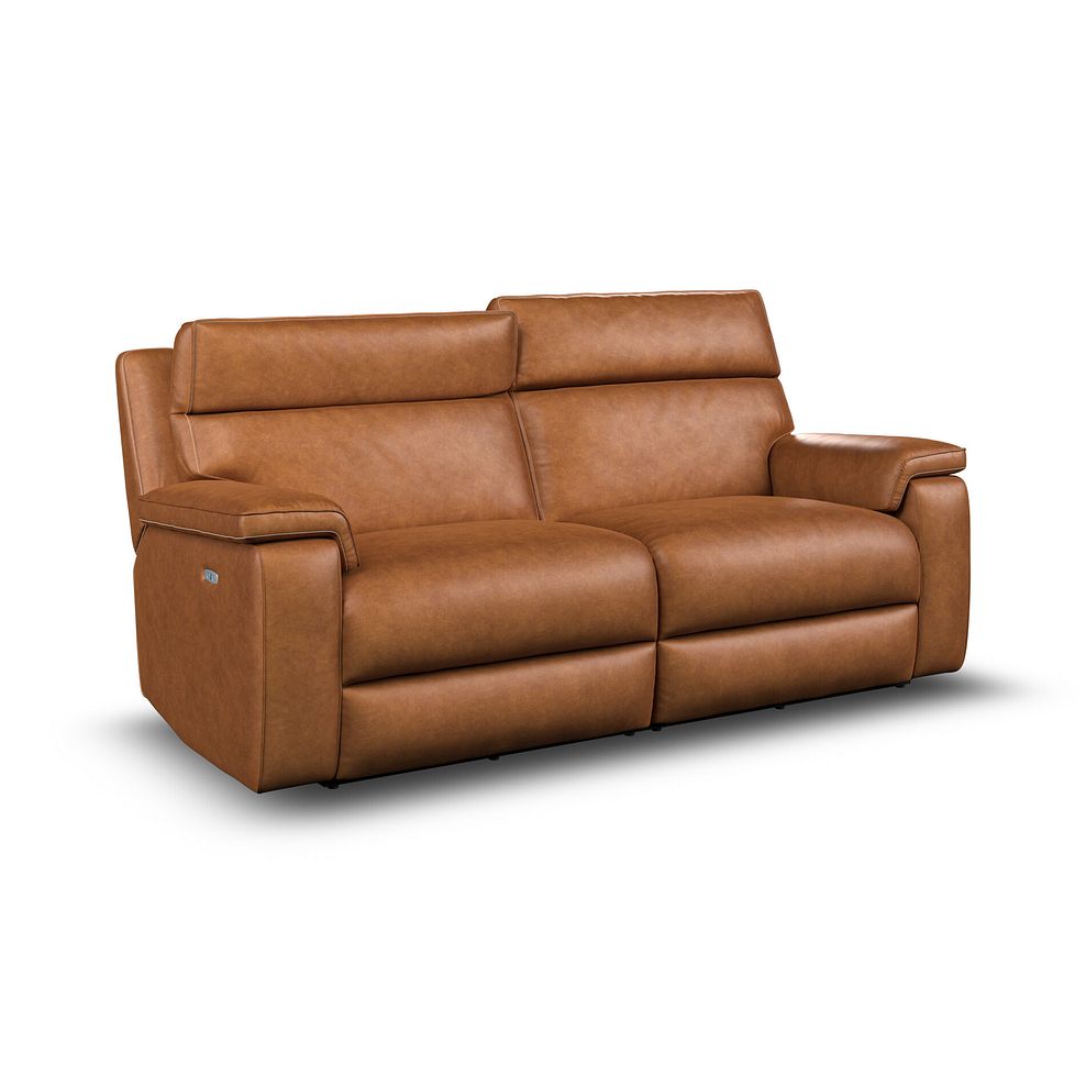 Selby 3 Seater Power Recliner Sofa with Power Headrest in Virgo Cognac Leather 2