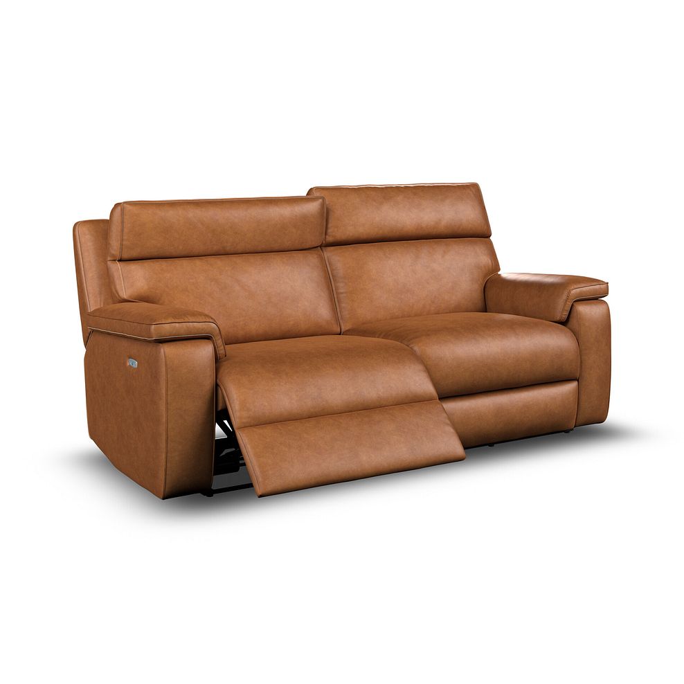 Selby 3 Seater Power Recliner Sofa with Power Headrest in Virgo Cognac Leather 3