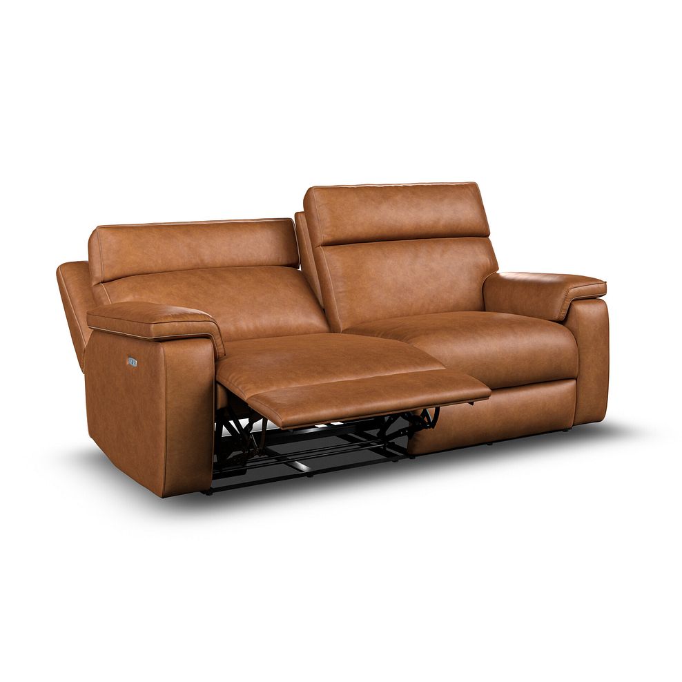 Selby 3 Seater Power Recliner Sofa with Power Headrest in Virgo Cognac Leather 4