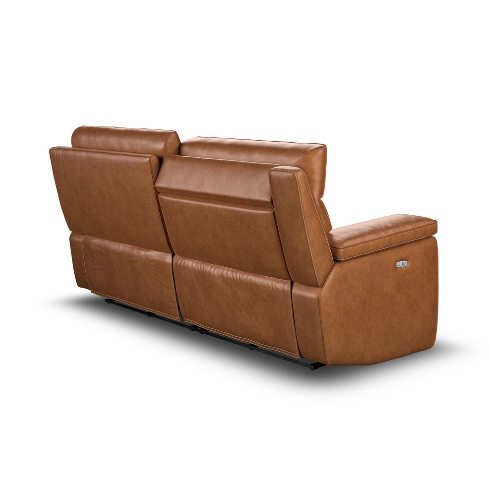 Selby 3 Seater Power Recliner Sofa with Power Headrest in Virgo Cognac Leather 7