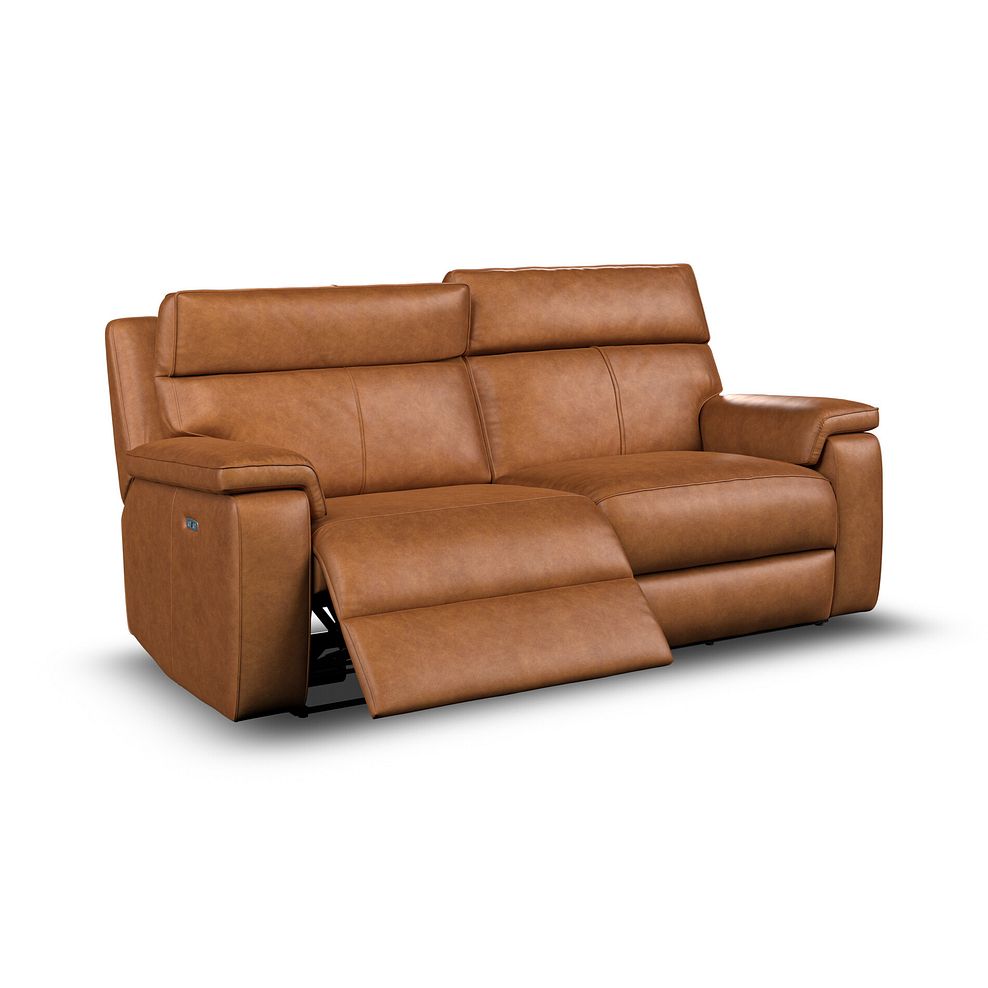 Selby 3 Seater Power Recliner Sofa with Power Headrest in Virgo Cognac Leather 4