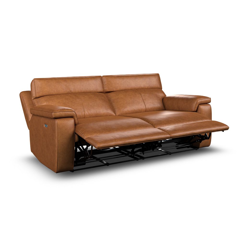 Selby 3 Seater Power Recliner Sofa with Power Headrest in Virgo Cognac Leather 6