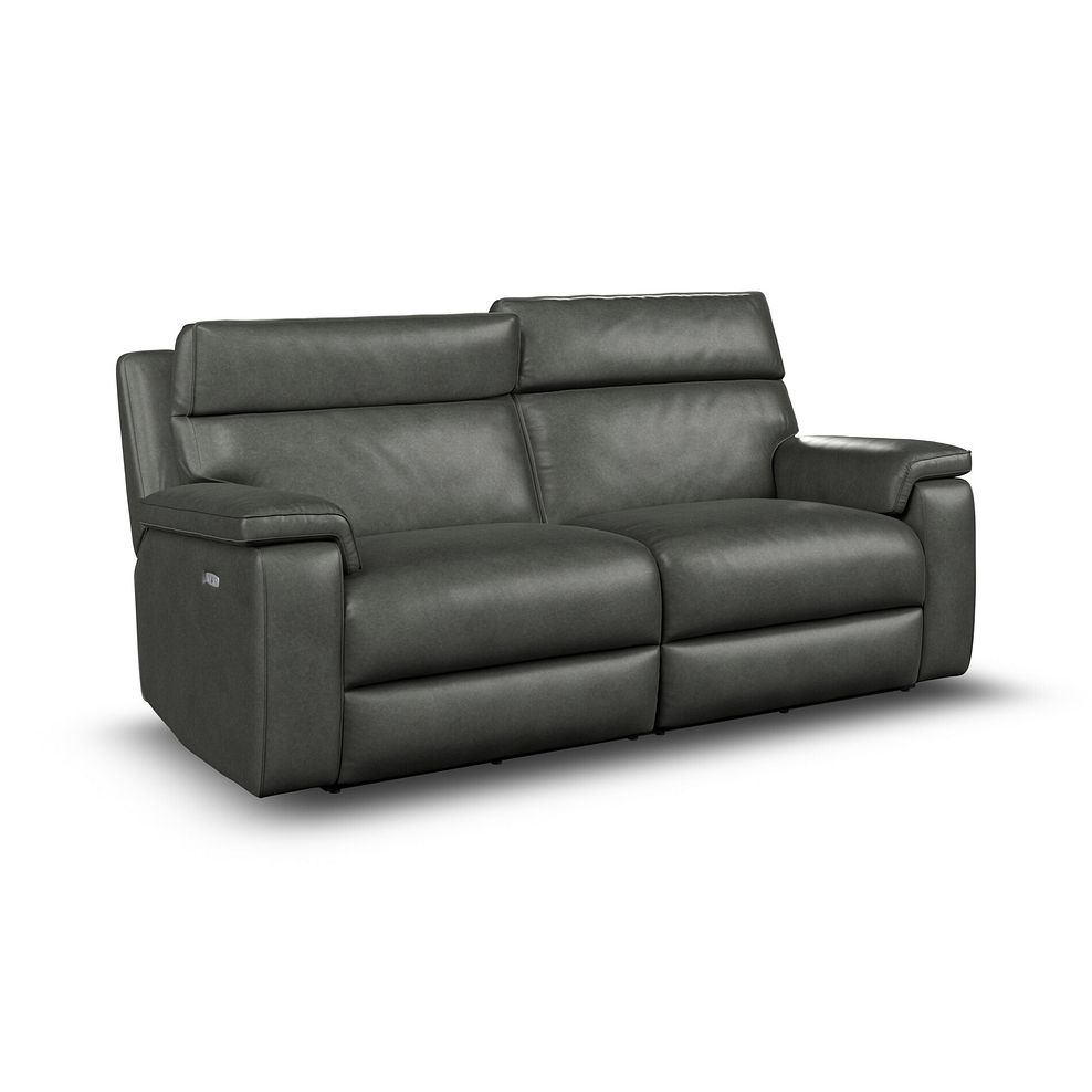 Selby 3 Seater Power Recliner Sofa with Power Headrest in Virgo Lead Leather 2