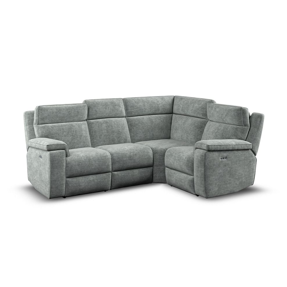 Selby Group 2 Electric Recliner with Power Headrest  Lumbar Support - Left Hand in Plush Silver Fabric 1