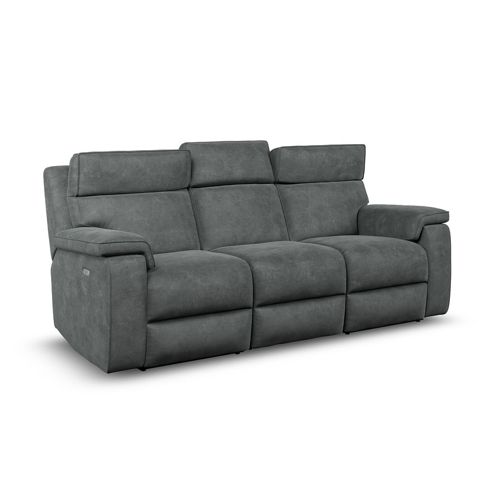 Selby Group 9 Electric Recliner with Power Headrest  Lumbar Support in Miller Grey Fabric 1