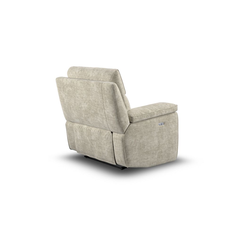 Selby Power Recliner Armchair in Plush Beige Fabric 7